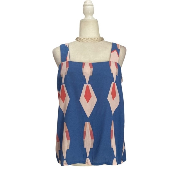 Mister Zimi Cami Tank Top in Blue Sky Aztec Zanzibar Collection Flowy Boho Shell - Picture 9 of 9